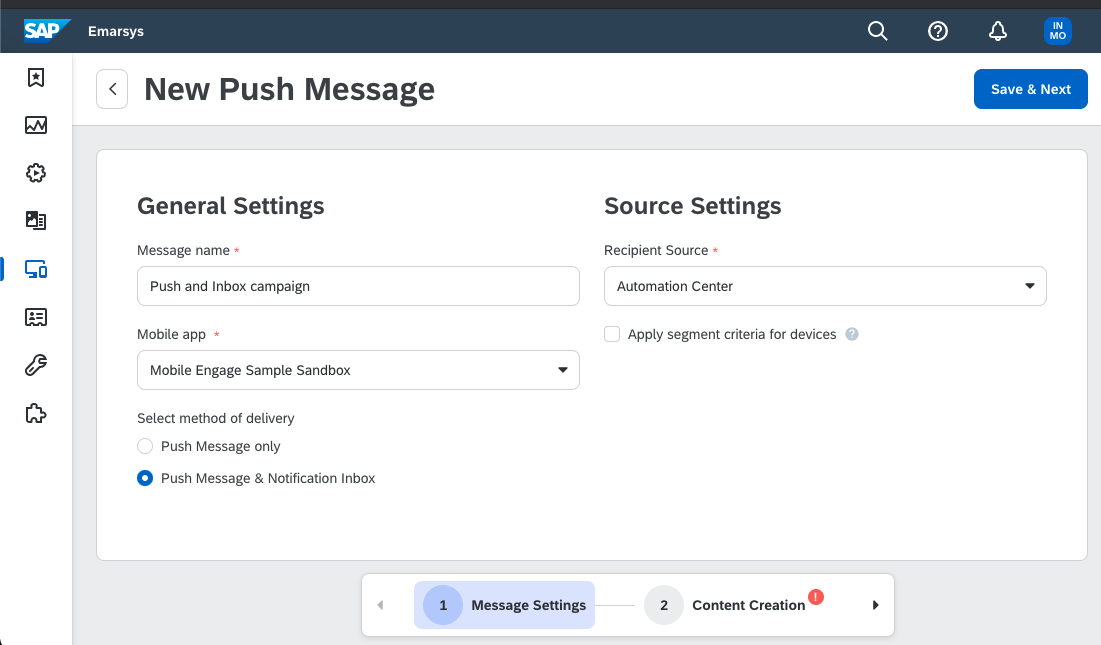 Inbox Sending Options