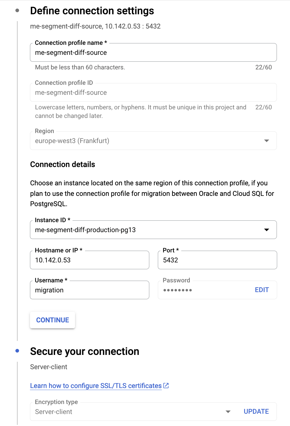 dms connection profile