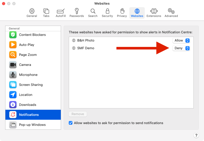 Push Notification Not Allowed